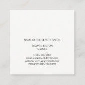 Moderne Elegant-Holzschwarz-Schere Haarstylistin Quadratische Visitenkarte (Rückseite)