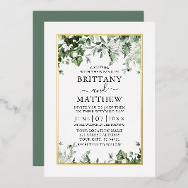 Moderne Elegant Ivy Ferns Sage Green Wedding Gold Folieneinladung