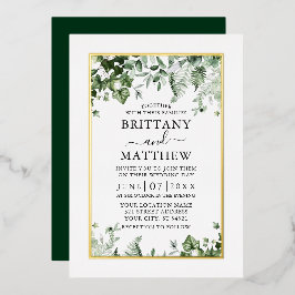 Moderne Elegant Ivy Sage Greenery Wedding Gold Folieneinladung
