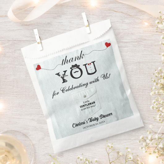 Moderne Elegant Kleine Gentleman Babydusche Niedli Geschenktütchen (Ausgeschnitten)