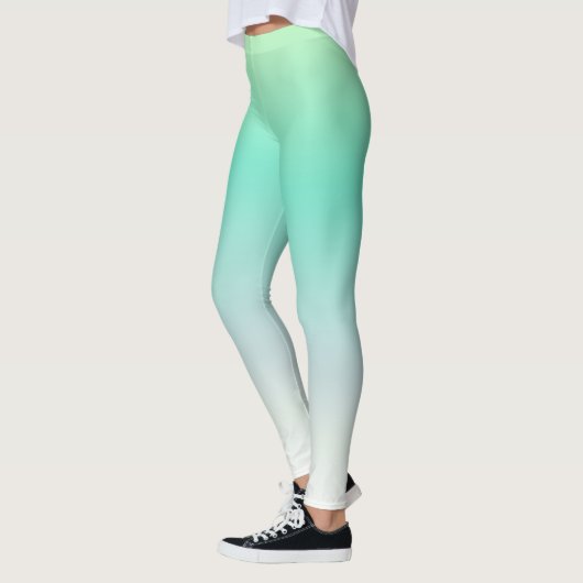 Moderne Elegant Light Blue Türkise Ombre Leggings (Links)