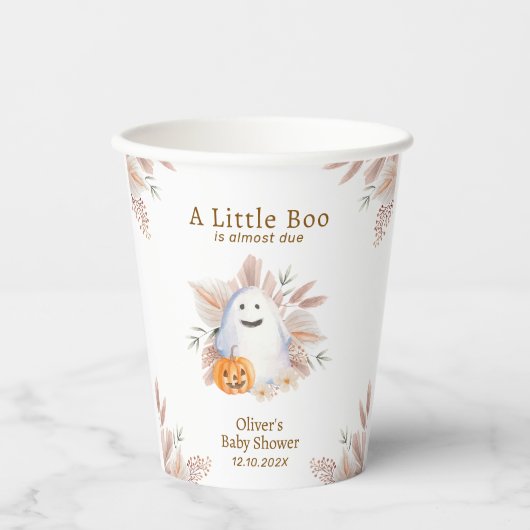 Moderne Elegant Little Boo Boho Ghost Baby Dusche Pappbecher (Vorderseite)