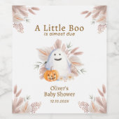 Moderne Elegant Little Boo Boho Ghost Baby Dusche Weinetikett (Einzelnes Label)