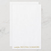 Moderne Elegant Luxury Gold Personalisiert Station Briefpapier (Vorne/Hinten)