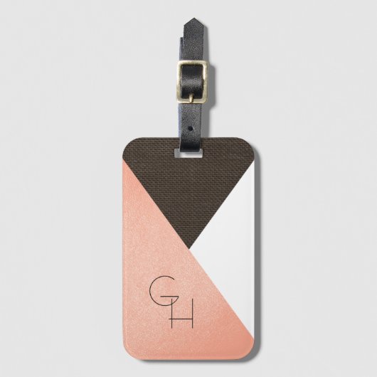 Moderne Elegant Luxury Leather Initials Gepäckanhänger (Vorderseite Vertikal)