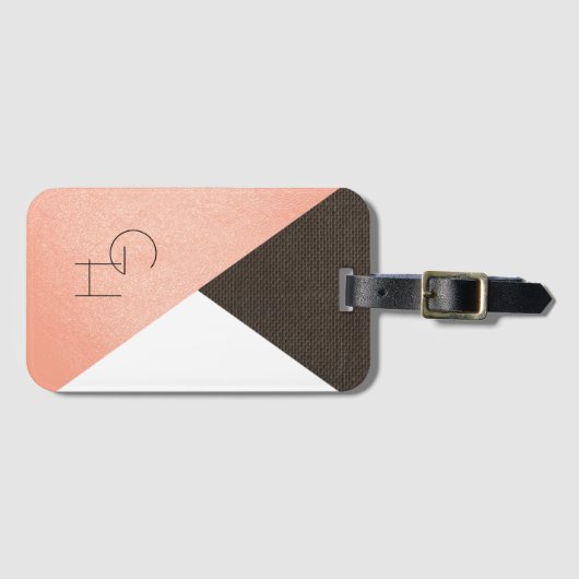 Moderne Elegant Luxury Leather Initials Gepäckanhänger (Vorderseite (Horizontal))