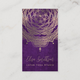 Moderne Elegant Mandala Chic Luxus Lila und Gold Visitenkarte