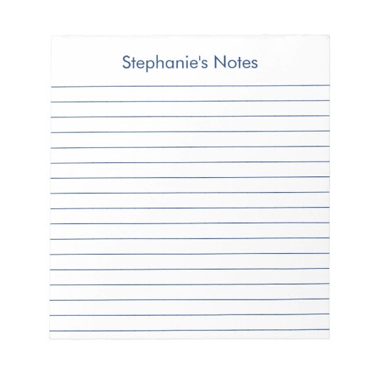 Moderne Elegant Marine Lined Personalisiert Notizblock (Vorderseite)