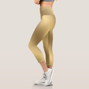 Moderne Elegant Metallic Ombre Solid Gold Capri Leggings