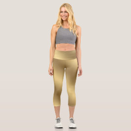 Moderne Elegant Metallic Ombre Solid Gold Capri Leggings