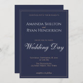 Moderne Elegant Midnight Blue Script Wedding Einladung (Vorne/Hinten)