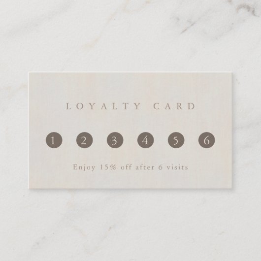 Moderne Elegant Minimal Neutral Texturierte 6 Punc Treuekarte (Vorderseite)