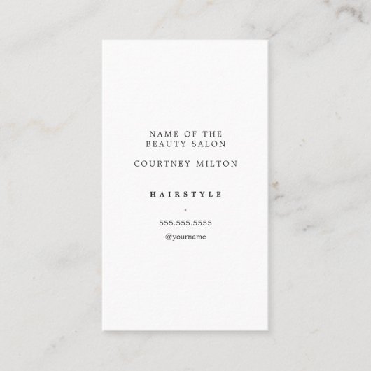 Moderne Elegant Minimal Weiß Türkis HaarStylist Visitenkarte (Vorderseite)