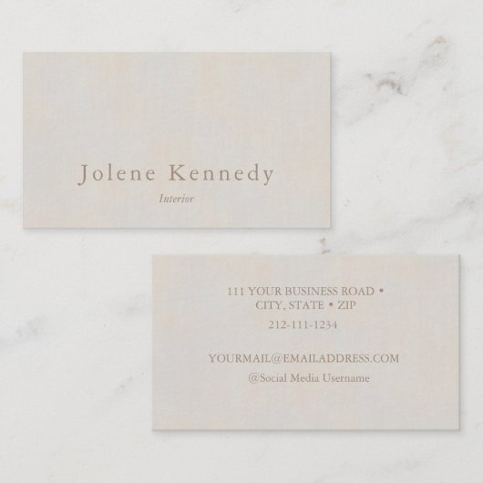 Moderne Elegant minimale neutrale Textur Visitenkarte (Vorne/Hinten)
