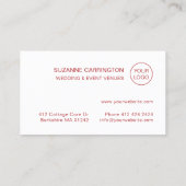 Moderne Elegant Minimalistisch Ihr Logo. Rot Visitenkarte (Rückseite)