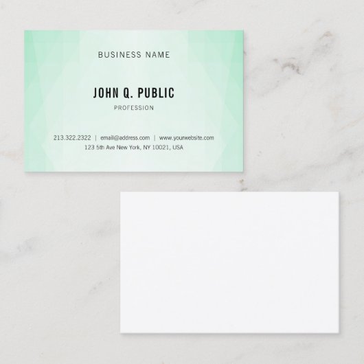 Moderne Elegant Mint Green Beruflich Einfach Visitenkarte (Vorne/Hinten)
