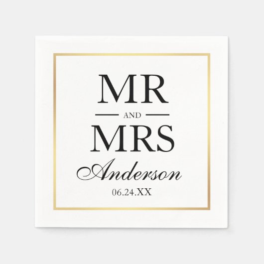 Moderne Elegant Mr. und Mrs. Wedding BWG Serviette (Vorderseite)