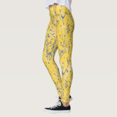 Moderne Elegant-Mustard-Gelbe Wildblumen Leggings (Links)