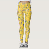 Moderne Elegant-Mustard-Gelbe Wildblumen Leggings (Vorderseite)
