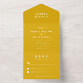 Moderne Elegant Mustard Yellow Minimalistisch Wedd All In One Einladung (Innen Boden)