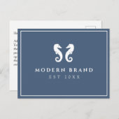 Moderne Elegant Nautical Seepferd Coastal Brand Postkarte (Vorne/Hinten)