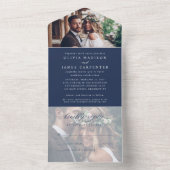 Moderne Elegant Navy Blue 2 Foto UAWG Wedding All In One Einladung (Innen Boden)