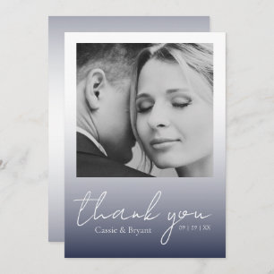 Moderne Elegant Navy Blue Chic Hochzeit Vielen Dan Dankeskarte