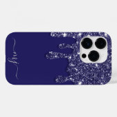 Moderne Elegant Navy Blue Glitzer Dripping Case-Mate iPhone Hülle (Rückseite (Horizontal))