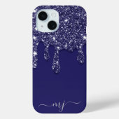 Moderne Elegant Navy Blue Glitzer Dripping Case-Mate iPhone Hülle (Rückseite)