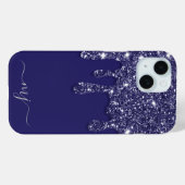 Moderne Elegant Navy Blue Glitzer Dripping Case-Mate iPhone Hülle (Rückseite (Horizontal))