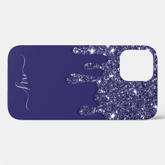 Moderne Elegant Navy Blue Glitzer Dripping Case-Mate iPhone Hülle (Rückseite (Horizontal))