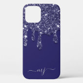 Moderne Elegant Navy Blue Glitzer Dripping Case-Mate iPhone Hülle (Rückseite)