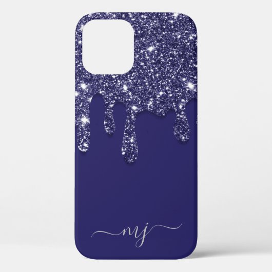 Moderne Elegant Navy Blue Glitzer Dripping Case-Mate iPhone Hülle (Rückseite)