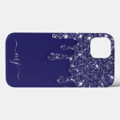 Moderne Elegant Navy Blue Glitzer Dripping Case-Mate iPhone Hülle (Rückseite (Horizontal))