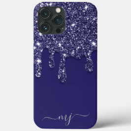 Moderne Elegant Navy Blue Glitzer Dripping Case-Mate iPhone Hülle