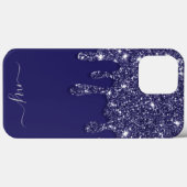 Moderne Elegant Navy Blue Glitzer Dripping Case-Mate iPhone Hülle (Rückseite (Horizontal))