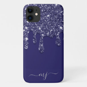 Moderne Elegant Navy Blue Glitzer Dripping Case-Mate iPhone Hülle