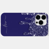 Moderne Elegant Navy Blue Glitzer Dripping Case-Mate iPhone Hülle (Rückseite (Horizontal))