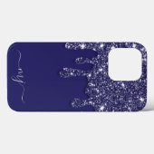Moderne Elegant Navy Blue Glitzer Dripping Case-Mate iPhone Hülle (Rückseite (Horizontal))