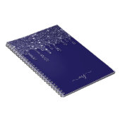 Moderne Elegant Navy Blue Glitzer Dripping Notizblock (Rechte Seite)