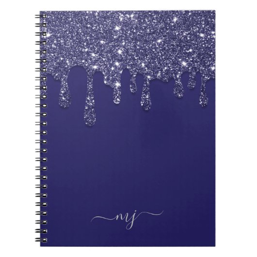 Moderne Elegant Navy Blue Glitzer Dripping Notizblock (Vorderseite)