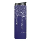 Moderne Elegant Navy Blue Glitzer Dripping Thermosbecher (Nach links gedreht)