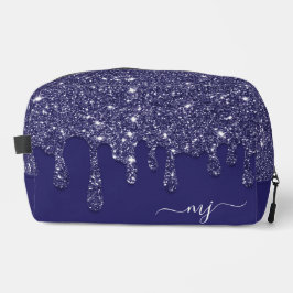 Moderne Elegant Navy Blue Glitzer Dripping Waschbeutel