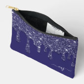 Moderne Elegant Navy Blue Glitzer Dripping Zubehörtasche (Offen)