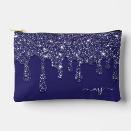 Moderne Elegant Navy Blue Glitzer Dripping Zubehörtasche