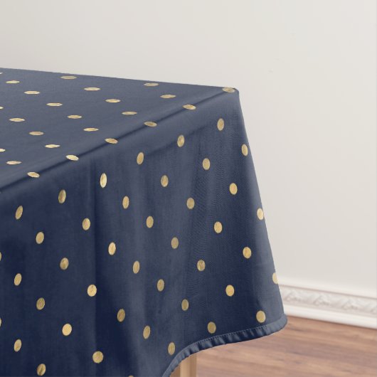 Moderne Elegant Navy Blue Gold Polka Dots Tischdecke (Beispiel)