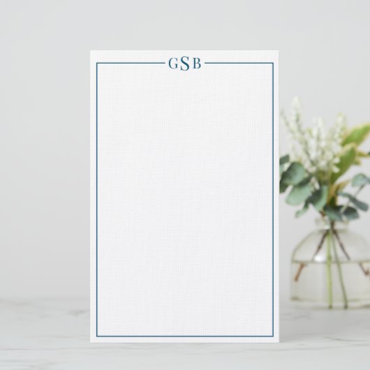 Moderne Elegant Navy Blue Personal Stationery Briefpapier (Stehend Vorderseite)