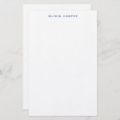 Moderne Elegant Navy Blue Personal Stationery Briefpapier (Vorne/Hinten)