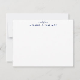 Moderne Elegant Navy Blue Personal Stationery Note Mitteilungskarte
