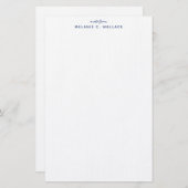 Moderne Elegant Navy Blue Personalisiert Briefpapier (Vorne/Hinten)
